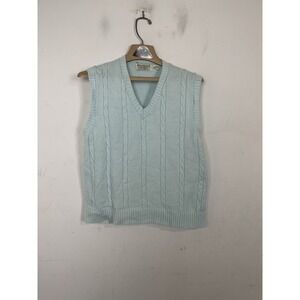 Womens Sweater Vest XL Blue Wimbledon Tennis Preppy Cable Knit Country Club VTG